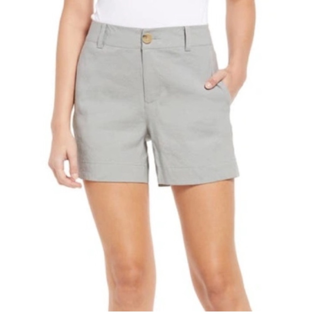 Vince Casual Linen Blend Short Sea Stone Gray Size 6